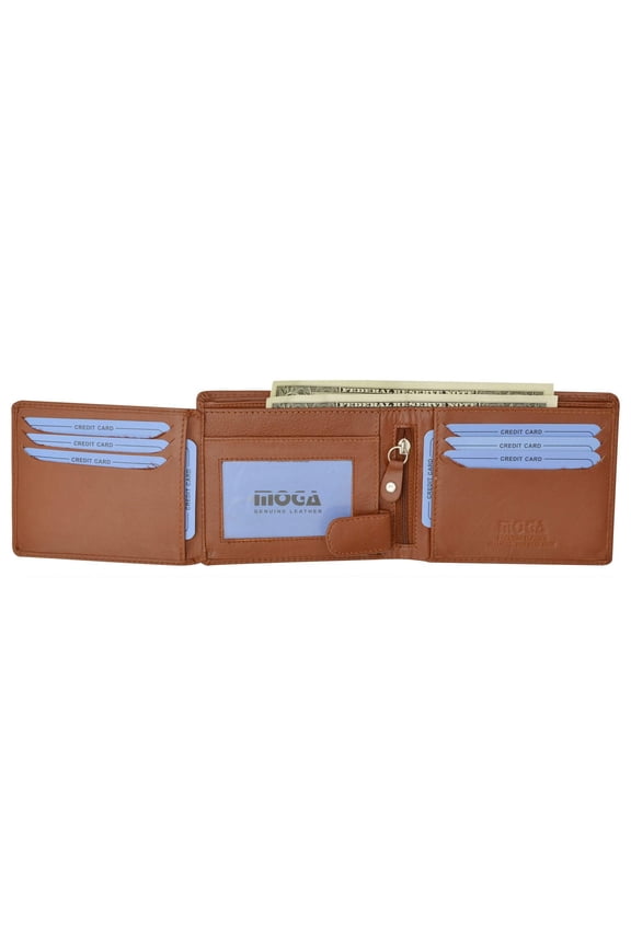 Moga Mens Genuine Handmade Leather Bifold Credit Card ID Holder Wallet 91533