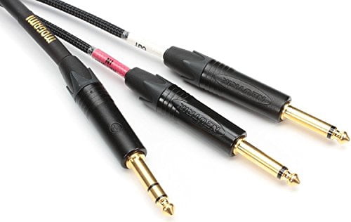 Mogami GOLD INSERT TS-12 TS Cable - 1/4-inch TRS Male to Dual 1/4-inch TS Male - 12 foot