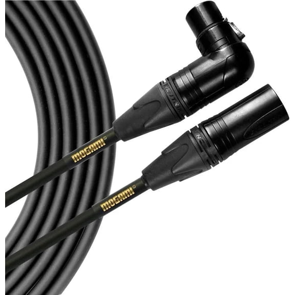 Mogami GOLD STAGE-30R Right-Angle Female 3-Pin XLR to Straight Male XLR Mic Cable (30')