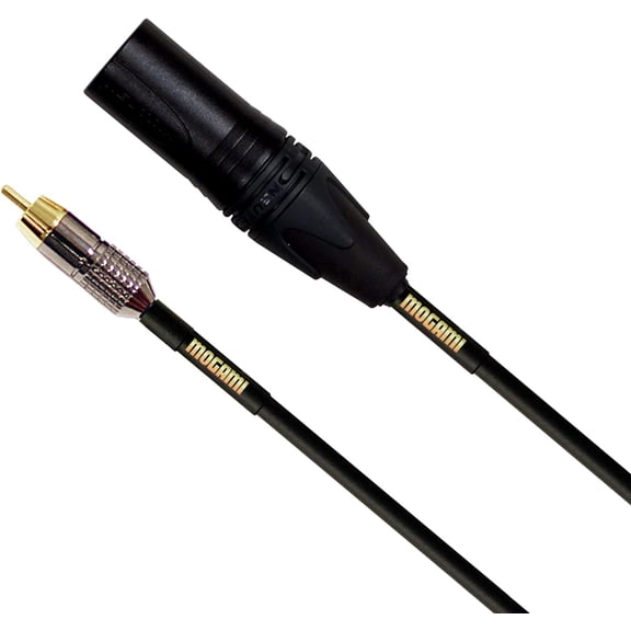 Mogami Gold XLRM-RCA-20 Unbalanced Audio Adapter Cable, RCA Male Plug to XLR-Male, Gold Contacts, Straight Connectors, 20 Foot
