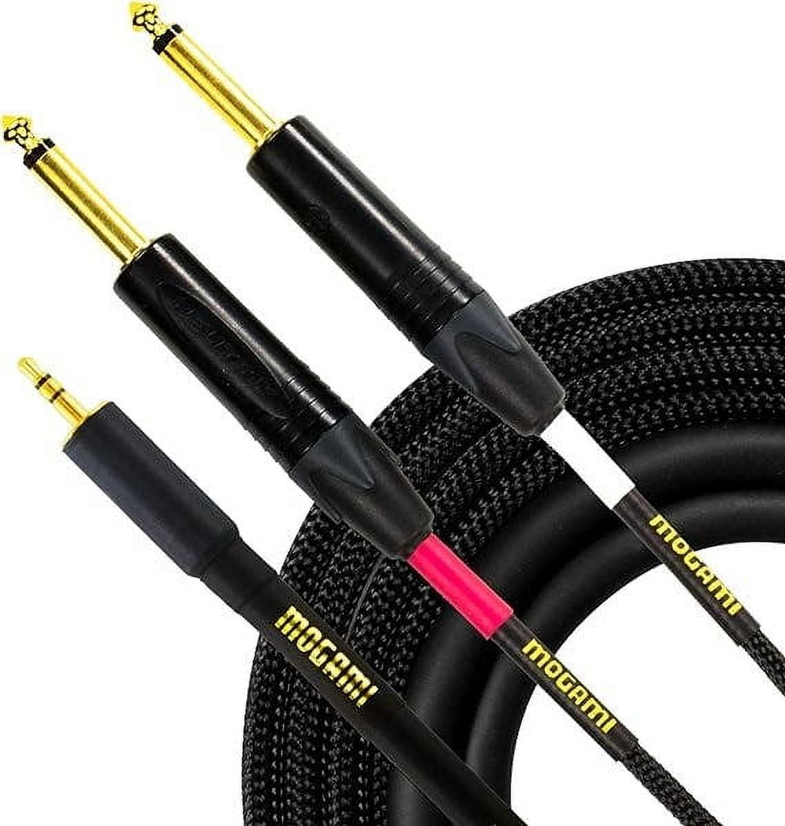 Mogami Gold 3.5-2TS-06 Stereo Audio Y-Adapter Cable, 3.5mm TRS Plug to Dual 1/4" TS Plugs, Gold Contacts, Straight Connectors, 6 Foot