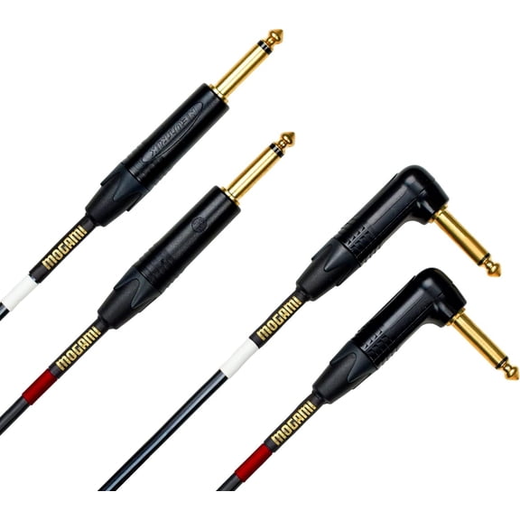 Mogami Gold Key S-15R Unbalanced Stereo Keyboard Instrument Cable, 1/4" TS Male Plugs, Gold Contacts, Dual Right Angle to Dual Straight Connectors, 15 Foot