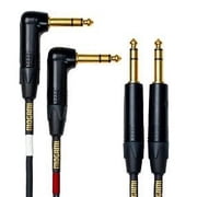 Mogami Gold Key SB-20R Balanced Stereo Keyboard Instrument Cable, 1/4" TRS Male Plugs, Gold Contacts, Dual Right Angle to Dual Straight Connectors, 20 Foot