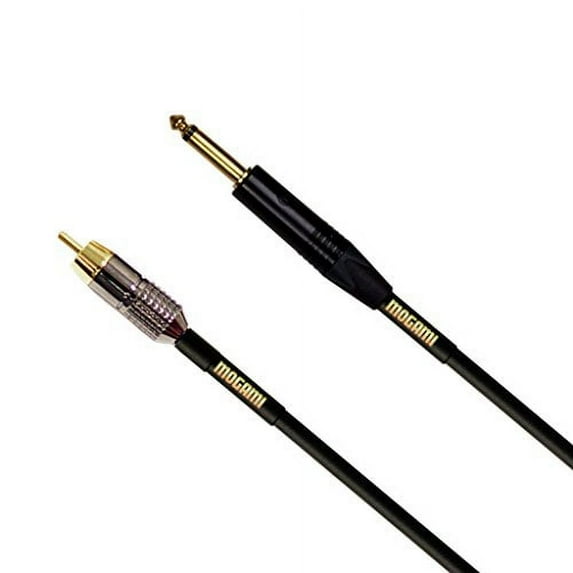 Mogami Gold TS-RCA-06 Unbalanced Audio Adapter Cable, 1/4" TS Male Plug and RCA Male Plug, Gold Contacts, Straight Connectors, 6 Foot