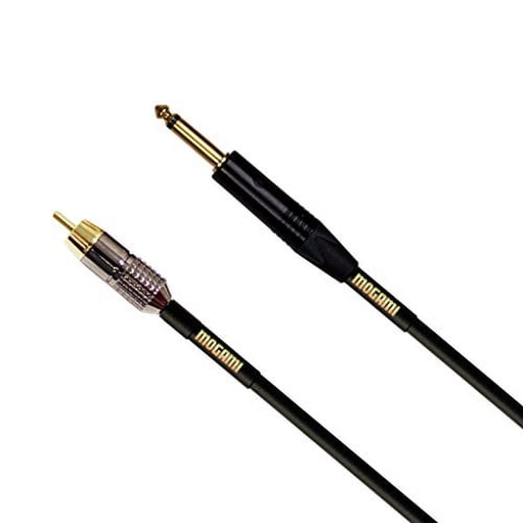 Mogami Gold TS-RCA-06 Unbalanced Audio Adapter Cable, 1/4" TS Male Plug and RCA Male Plug, Gold Contacts, Straight Connectors, 6 Foot