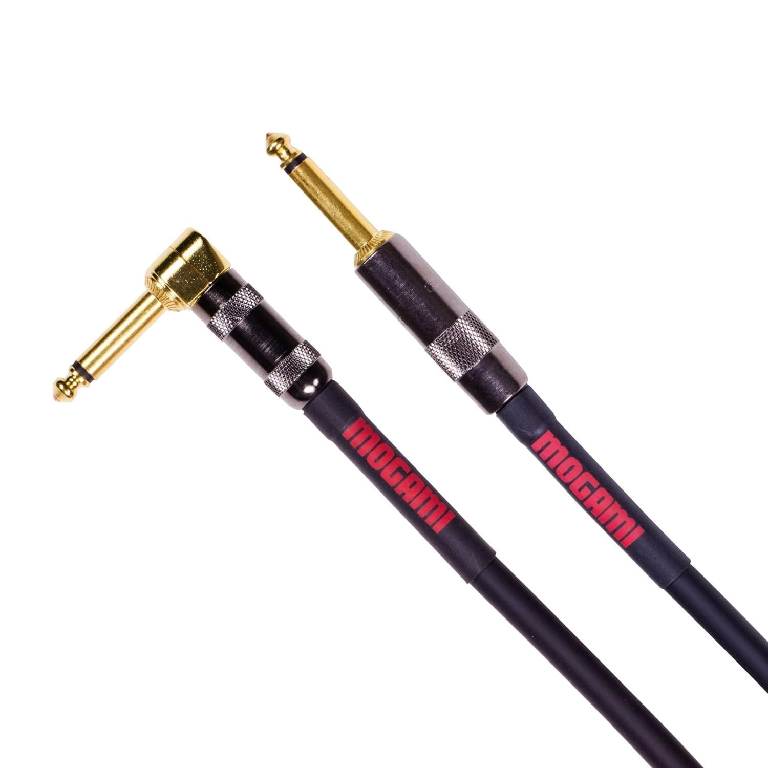 Mogami OD GTR-30R Overdrive Guitar Instrument Cable, 1/4" TS Male Plugs, Gold Contacts, Right Angle and Straight Connectors, 30 Foot