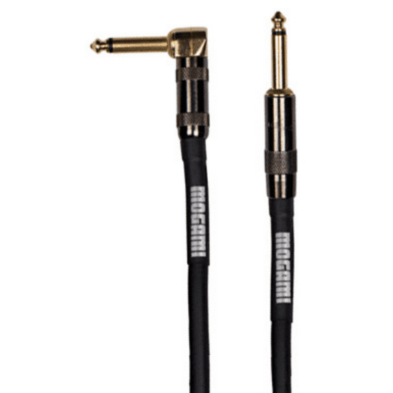 Mogami Platinum GUITAR-12R Instrument Cable, 1/4" TS Male Plugs, Gold Contacts, Right Angle and Straight Connectors, 12 Foot