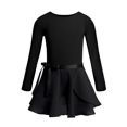 thumbnail image 1 of Moggemol 2Pcs Girls Ballet Dance Outfits Long Sleeve Gymnastics Leotard with Chiffon Tied Skirt Set Black M, 1 of 7