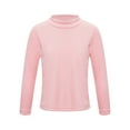 thumbnail image 1 of Moggemol Boys Girls Stretchy Warm Fleece Thermal Underwear Top Long Sleeve Mock Neck T-Shirt Base Pink 160, 1 of 6