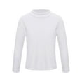 thumbnail image 1 of Moggemol Boys Girls Stretchy Warm Fleece Thermal Underwear Top Long Sleeve Mock Neck T-Shirt Base White 160, 1 of 6