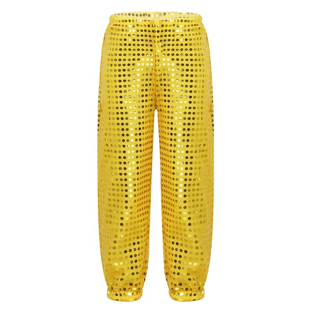 Moggemol Girls Boys Street Dance Pants Shiny Sequin Trousers for Jazz