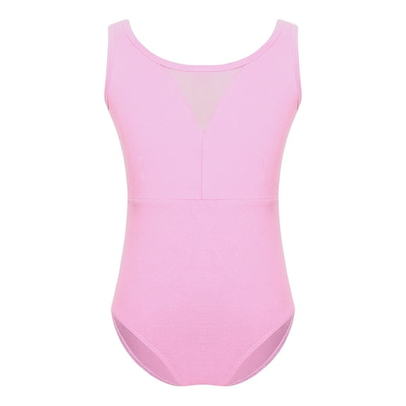 Moggemol Girls Cotton Leotard Sleeveless Solid Color Bodysuit for Gymnastics Ballet Dance Unitard Pink 170