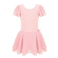 thumbnail image 1 of Moggemol Girls Kids' Basic Short Sleeved Dance Leotard Dress Gymnastics Costumes Pink XXXL, 1 of 7