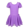 thumbnail image 1 of Moggemol Girls Kids' Basic Short Sleeved Dance Leotard Dress Gymnastics Costumes Purple M, 1 of 7
