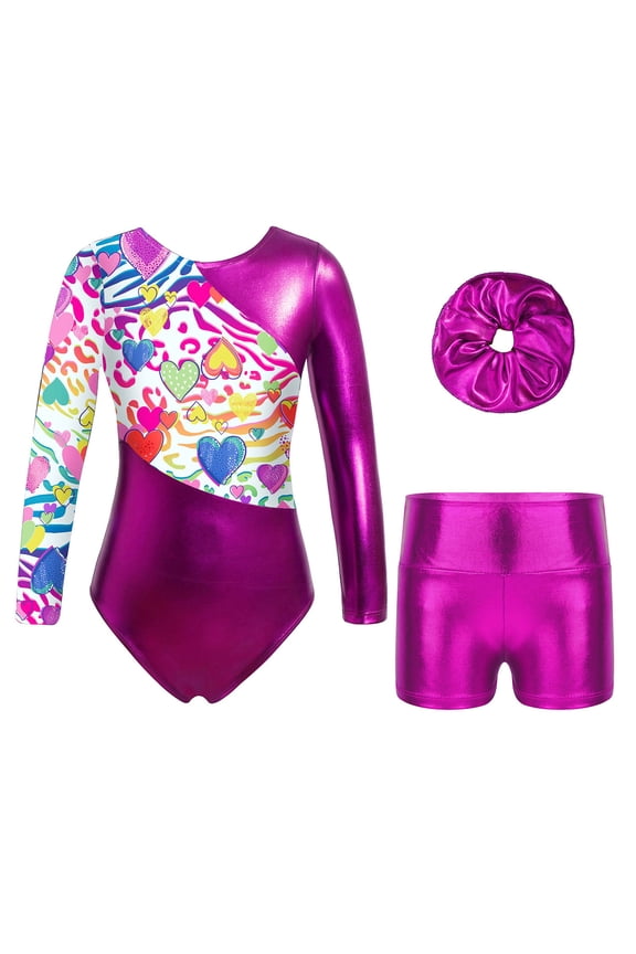 Girls Leotards for Gymnastics Dance Figure Ice Skating Performance Dancewear Bodysuit with Rose 4