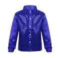 thumbnail image 1 of Moggemol Kids Boys Long Sleeve Shiny Sequins Shirts Latin Jazz Dancewear Stage Performance Dance Blue 140, 1 of 7