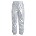 thumbnail image 1 of Moggemol Kids Boys and Girls Shiny Metallic Pants Elastic Waistband Jazz Dance Harem Trousers Loose Silver 130, 1 of 6