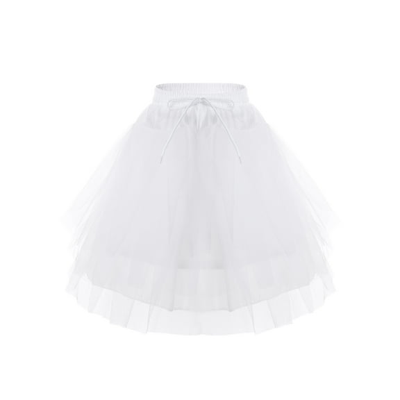 Moggemol Kids Flower Girls Tulle Mesh Puffy Tutu Skirt Wedding Dress Evening Prom Dress Up Ballet White One Size
