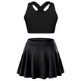 thumbnail image 1 of Moggemol Kids Girls 2PCS Sport Active Outfit Sleevelss Crop Top with Pleated Skort Skirt Set Tennis Black 4, 1 of 7