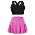 thumbnail image 1 of Moggemol Kids Girls 2PCS Sport Active Outfit Sleevelss Crop Top with Pleated Skort Skirt Set Tennis Black&Pink 10, 1 of 7
