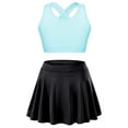 thumbnail image 1 of Moggemol Kids Girls 2PCS Sport Active Outfit Sleevelss Crop Top with Pleated Skort Skirt Set Tennis Light Blue&Black 10, 1 of 7