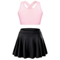 thumbnail image 1 of Moggemol Kids Girls 2PCS Sport Active Outfit Sleevelss Crop Top with Pleated Skort Skirt Set Tennis Pink&Black 4, 1 of 7