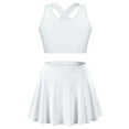 thumbnail image 1 of Moggemol Kids Girls 2PCS Sport Active Outfit Sleevelss Crop Top with Pleated Skort Skirt Set Tennis White 10, 1 of 7