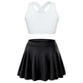thumbnail image 1 of Moggemol Kids Girls 2PCS Sport Active Outfit Sleevelss Crop Top with Pleated Skort Skirt Set Tennis White&Black 8, 1 of 7