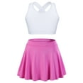 thumbnail image 1 of Moggemol Kids Girls 2PCS Sport Active Outfit Sleevelss Crop Top with Pleated Skort Skirt Set Tennis White&Pink 4, 1 of 7
