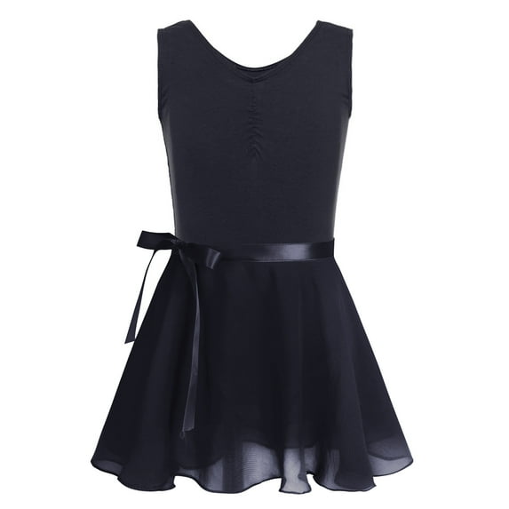 Moggemol Kids Girls Ballet Dance Chiffon Tutu Dress Stage Performance Leotard Skirt Set Ballerina Black M
