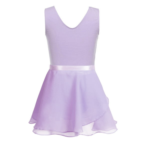 Moggemol Kids Girls Ballet Dance Chiffon Tutu Dress Stage Performance Leotard Skirt Set Ballerina Lavender XXL