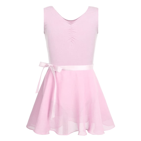 Moggemol Kids Girls Ballet Dance Chiffon Tutu Dress Stage Performance Leotard Skirt Set Ballerina Pink S