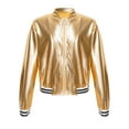 thumbnail image 1 of Moggemol Kids Girls Bomber Jacket Hip Hop Latin Jazz Dance Outfit Long Sleeve Zip Up Coat Party Gold 6, 1 of 7