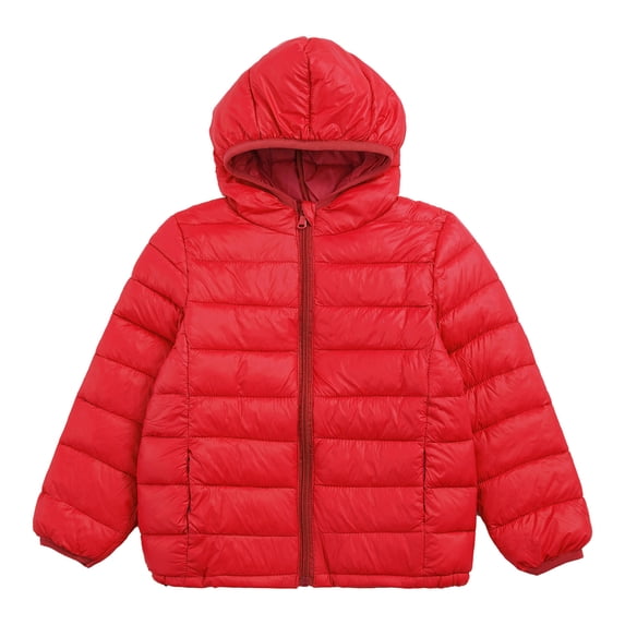 Moggemol Kids Girls Boys Casual Winter Warm Jacket Coat Long Sleeve Hooded Full Zip Down Outerwear Red 150