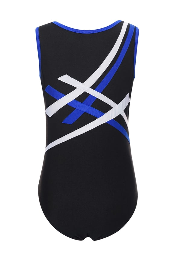 Kids Girls Boys Sleeveless Color Block Gymnastic Ballet Yoga Leotard Ice Skating Bodysuit Blue 16