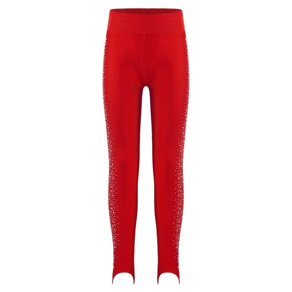 Moggemol Kids Girls Ice Skating Pants Gymnastic Workout Yoga Training Legging Dancing Costume Burgundy 6