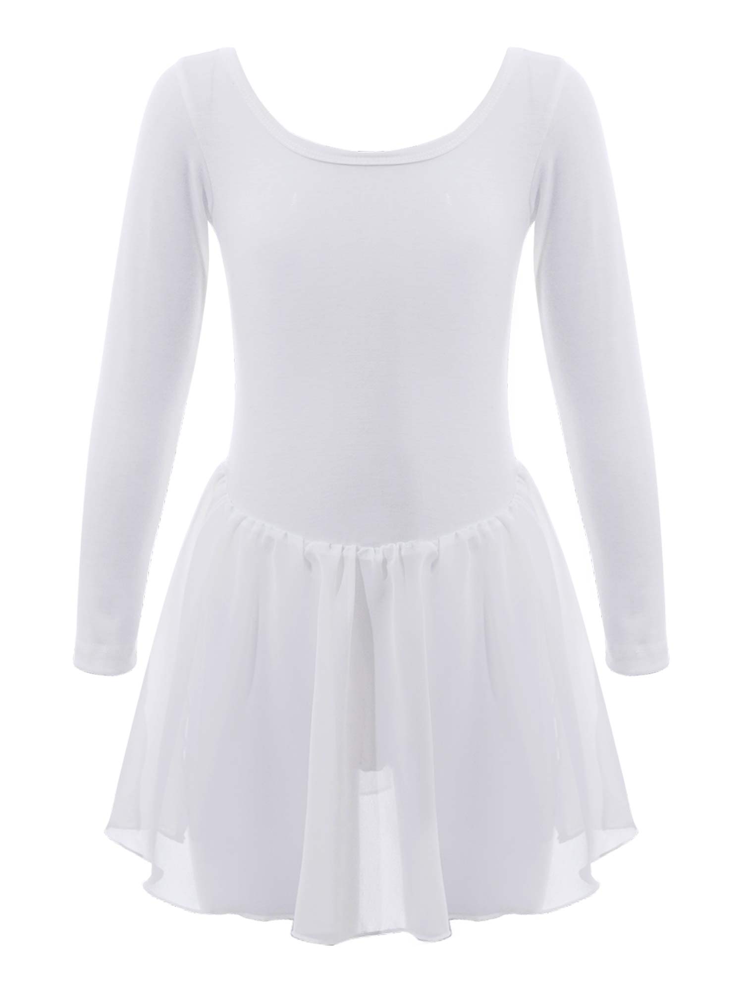 Girls Juvenile Dance Leotard in White with Sleeves