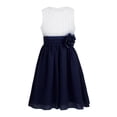 thumbnail image 1 of Moggemol Kids Girls Wedding Flower Girl Dress Pageant Evening Party Bridesmaid Gown Dance Ball Gown White&Navy Blue 4, 1 of 7