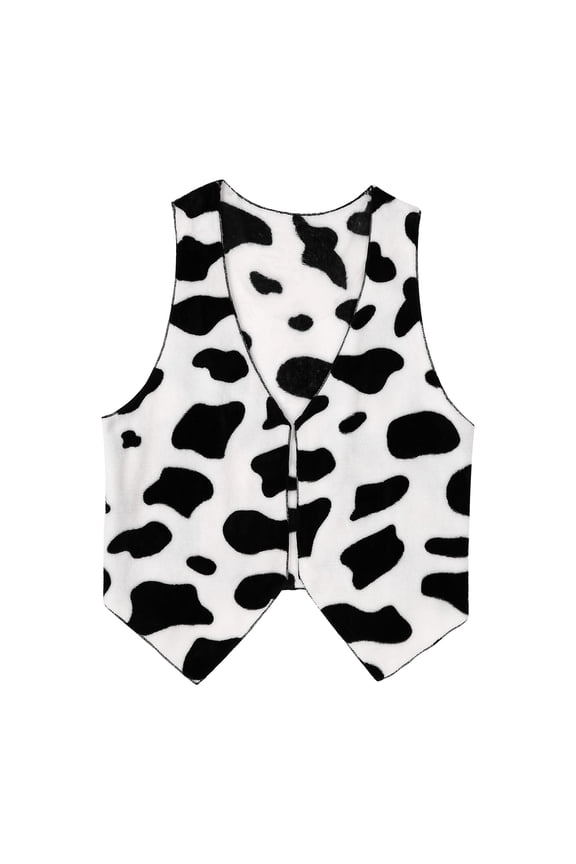 Men Cow Print Western Cowboy Vest Waistcoat Halloween Costume Open Front Hippie Vest Tank Black L