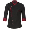 thumbnail image 1 of Moggemol Men Women Chef Jacket Unisex Long Sleeve Restaurant Hotel Work Clothes Kitchen Cooking Black 4XL, 1 of 7
