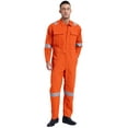 thumbnail image 1 of Moggemol Men's 100% Cotton Work Overalls Reflective Strips Jumpsuit Dustproof Dungarees Coveralls Orange 5XL/195, 1 of 7