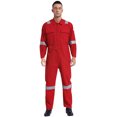 thumbnail image 1 of Moggemol Men's 100% Cotton Work Overalls Reflective Strips Jumpsuit Dustproof Dungarees Coveralls Red XL/175, 1 of 7