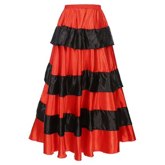 Moggemol Women Flamenco Dance Skirt Belly Dance Latin Ballroom Dancing Skirt Full Spanish Bull Long Type A 180 Degree One Size