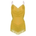 thumbnail image 1 of Moggemol Women Sparkle Fringe Tassel Latin Dance Leotard Ruched Mesh Samba Rumba Salsa Jazz Dance Yellow S, 1 of 5