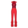 thumbnail image 1 of Moggemol Women's Sparkly Sequin Disco Jumpsuit Sleeveless Zipper Hippie Jumpsuit 70s Disco Outfits Red L, 1 of 5