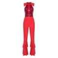 thumbnail image 1 of Moggemol Women's Sparkly Sequin Disco Jumpsuit Sleeveless Zipper Hippie Jumpsuit 70s Disco Outfits Red S, 1 of 5