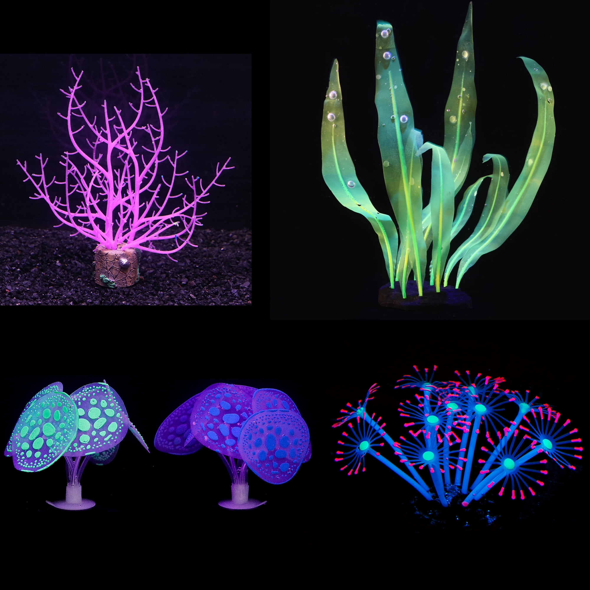 Mogoko 5 Pack Glowing Fish Tank Decorations, Silicon Glow Aquarium