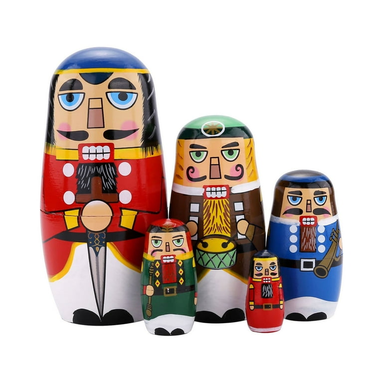 Mogoko 5 Pcs Russian Nesting Dolls, Cute Nutcracker Handmade Mogoko 5 Pcs Russian Nesting Dolls, Cute Nutcracker Handmade