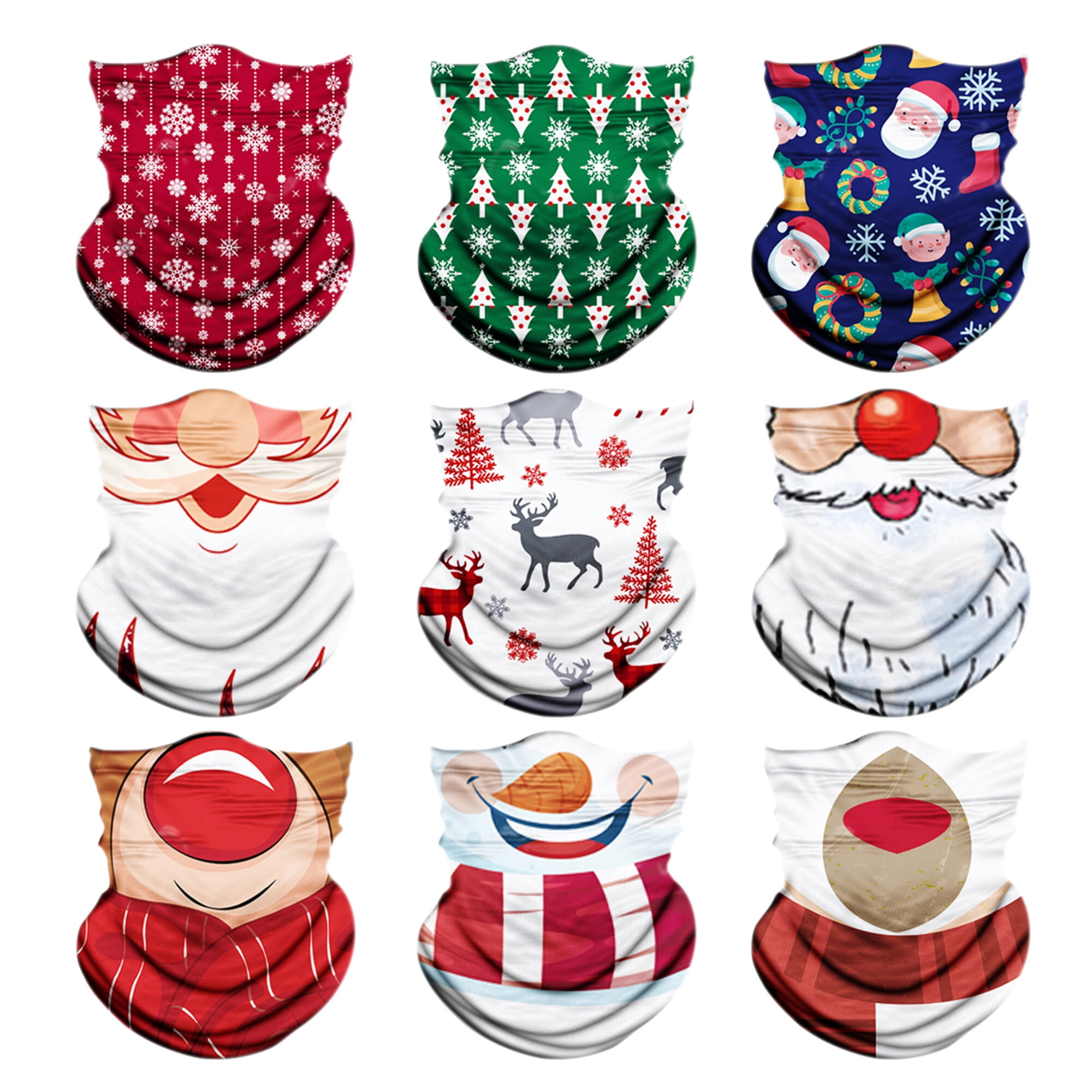 Mogoko 9PCS Christmas Neck Gaiter Christmas Face Covering Balaclava