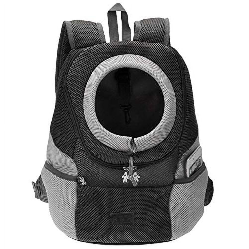 Mogoko Cat Dog Backpack Carrier, Puppy Pet Front Pack with Breathable Head Out Design and Double Mesh Padded Shoulder for Outdoor Travel Hiking (M, Black) - image 1 of 2